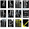 Example of symbols on lower board - white or yellow LED